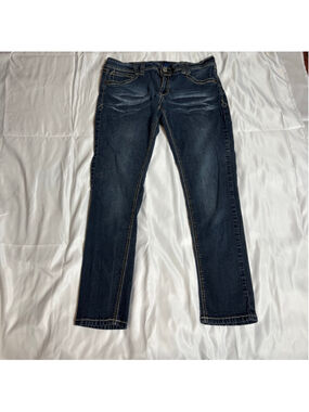 Women's Angels Blue Straight Leg Jeans with White Stitching, Size 17